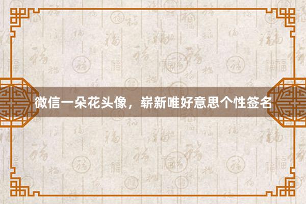 微信一朵花头像，崭新唯好意思个性签名